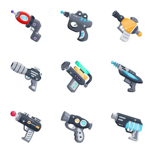 Vector Set Gun Icons — Stock Vector