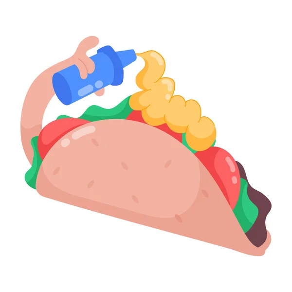 Hand Drawn Cartoon Illustration Hot Dog — Stock Vector