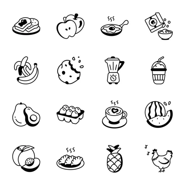 Iconos Línea Alimentos Bebidas — Archivo Imágenes Vectoriales