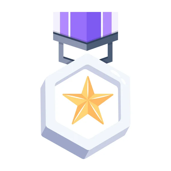 Star Medal Icon Isometric Style — Stock Vector