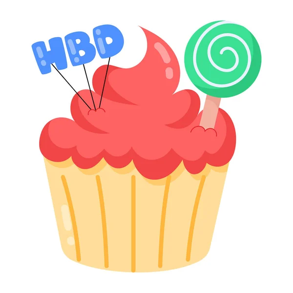 Cupcake Avec Joyeux Anniversaire — Image vectorielle