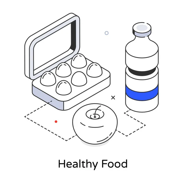 Преміум Ізометрична Ікона Здорової Їжі — стоковий вектор