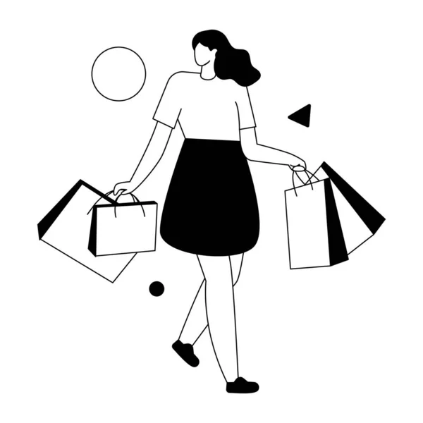 Femme Avec Sacs Provisions — Image vectorielle