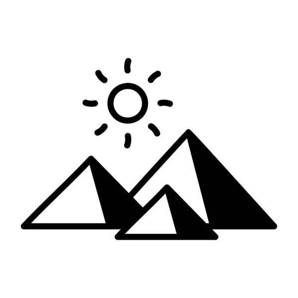 Векторная Иллюстрация Иконы Солнца Горах — стоковый вектор