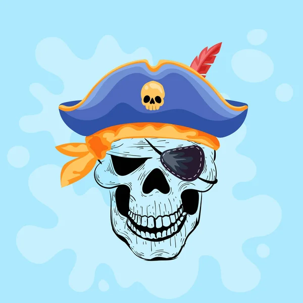 Vektor Illustration Von Totenkopf Mit Piratenhut Piratenschädel — Stockvektor