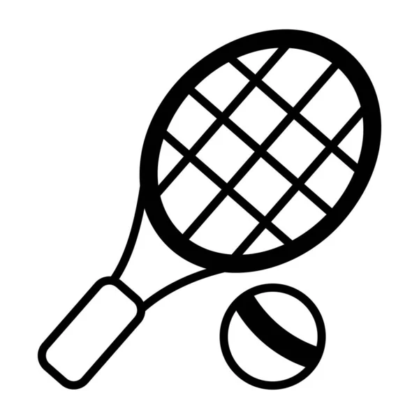 Τένις Ρακέτα Και Μπάλα Απομονωμένες Εικονίδιο — Διανυσματικό Αρχείο