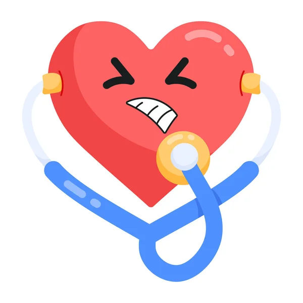 Stethoscope Heart Flat Vector Illustration White Background — Stock Vector