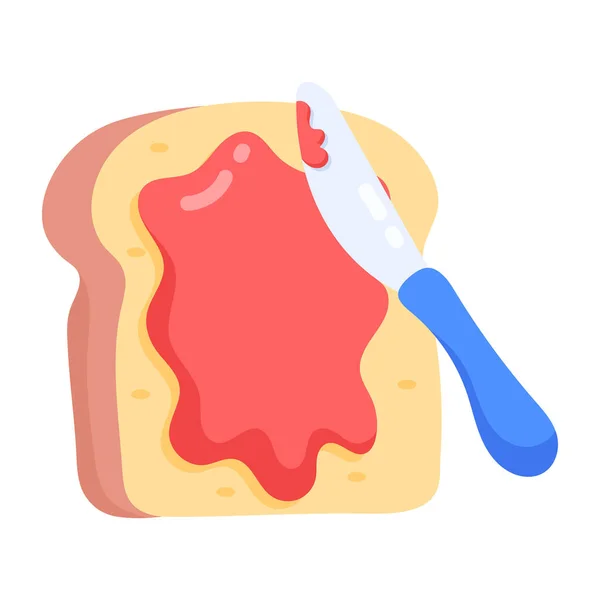 ジャムとトーストのアイコンのベクターイラスト パンとナイフのベクトルアイコンのグラフィック — ストックベクタ