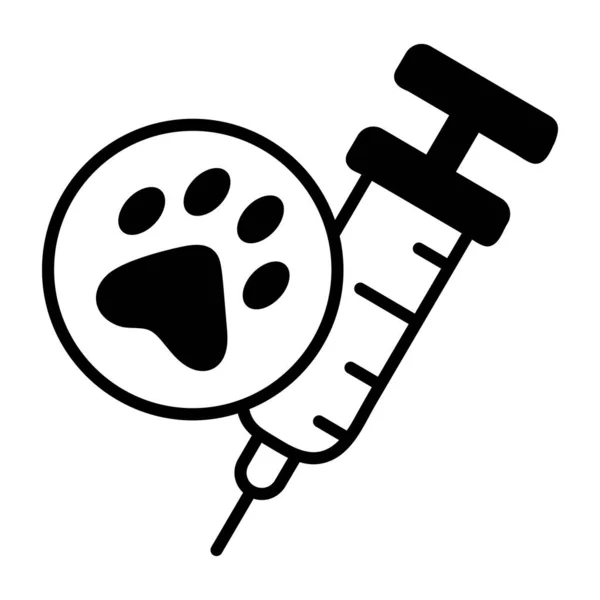 Tierklinik Hundepfote Mit Spritzen Symbol — Stockvektor