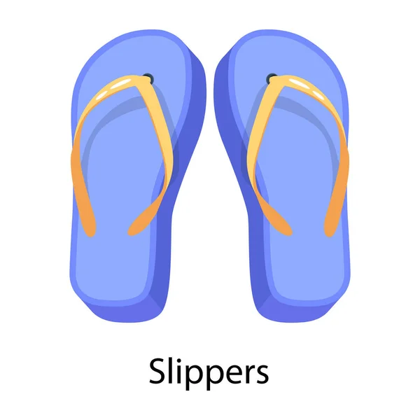 Blue Slippers Icon Cartoon Style Isolated White Background — Stock Vector