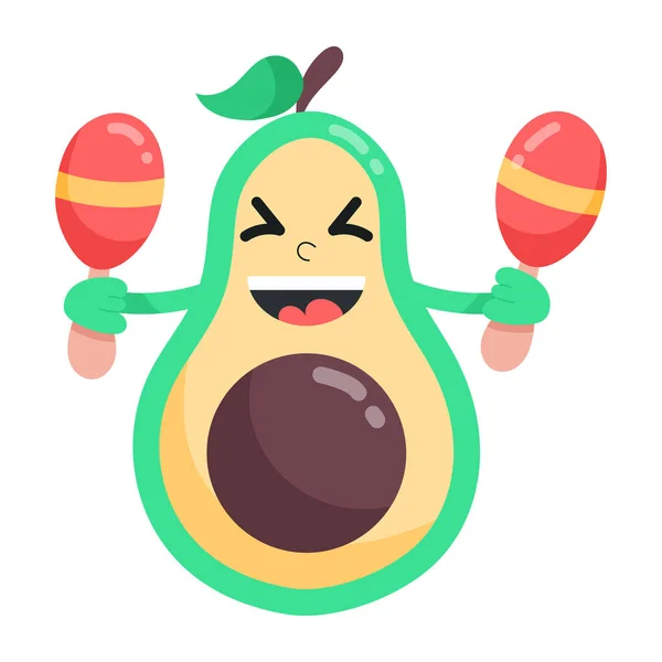 Abacate Fruta Caráter Desenho Vetor Ilustração — Vetor de Stock