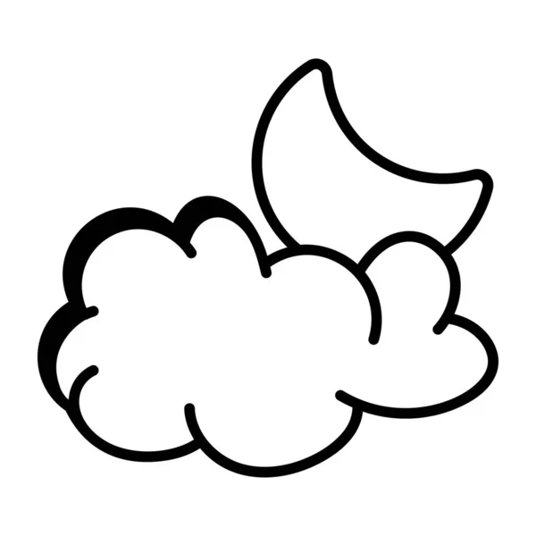 Nube Con Luna Icono Aislado — Vector de stock