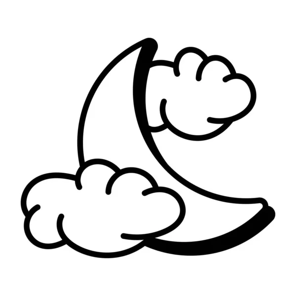 漫画のドードル雲と月 ベクトル図 — ストックベクタ
