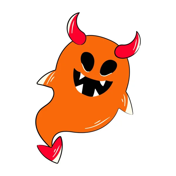 Dibujo Animado Halloween Naranja Diablo Carácter Ilustración — Archivo Imágenes Vectoriales