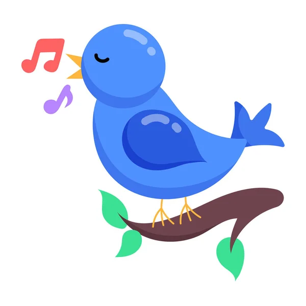 Cute Singing Bird White Background — Stock Vector