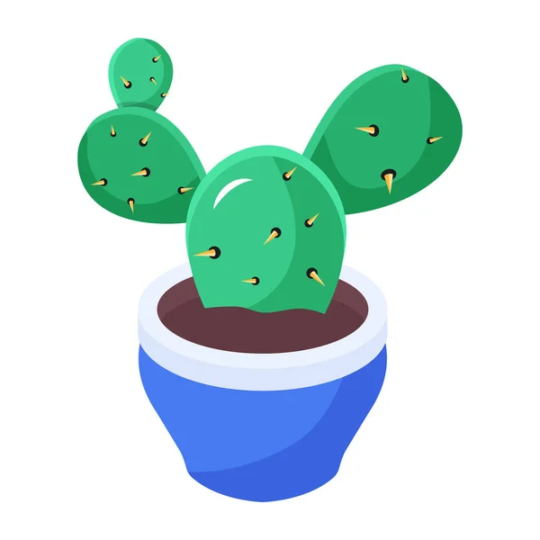 Cactus Verde Azul Pot Vector Ilustración — Vector de stock