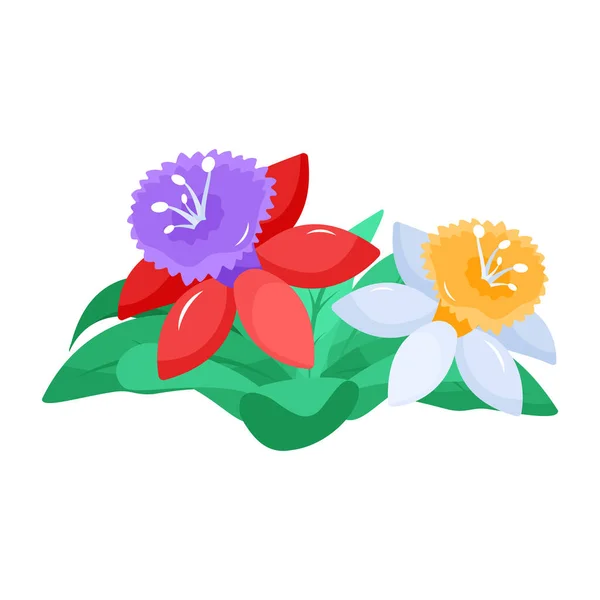 Μπουκέτο Από Πολύχρωμα Λουλούδια Στο Λευκό Φόντο — Διανυσματικό Αρχείο
