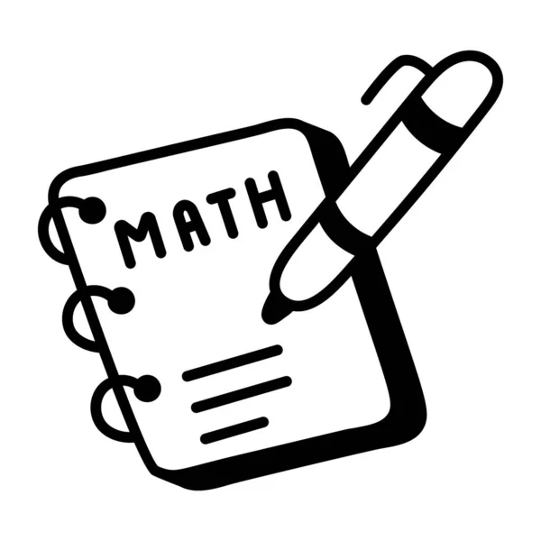 Mathe Tagebuch Symbol Vektorillustration — Stockvektor