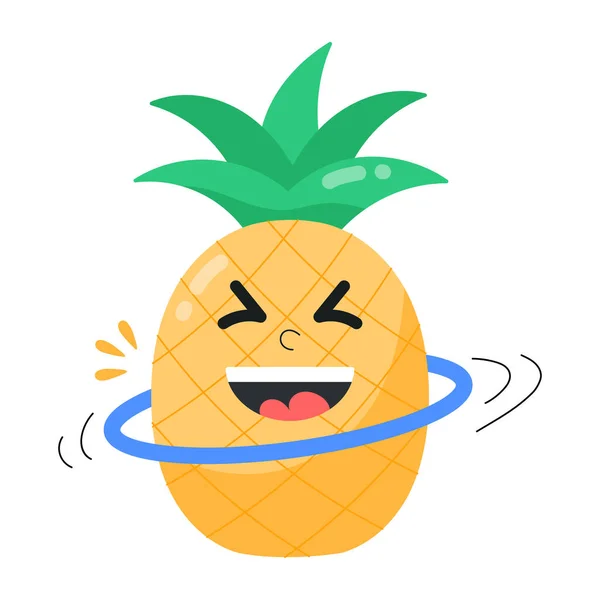 Vektor Illustration Tecknad Ananas Frukt — Stock vektor