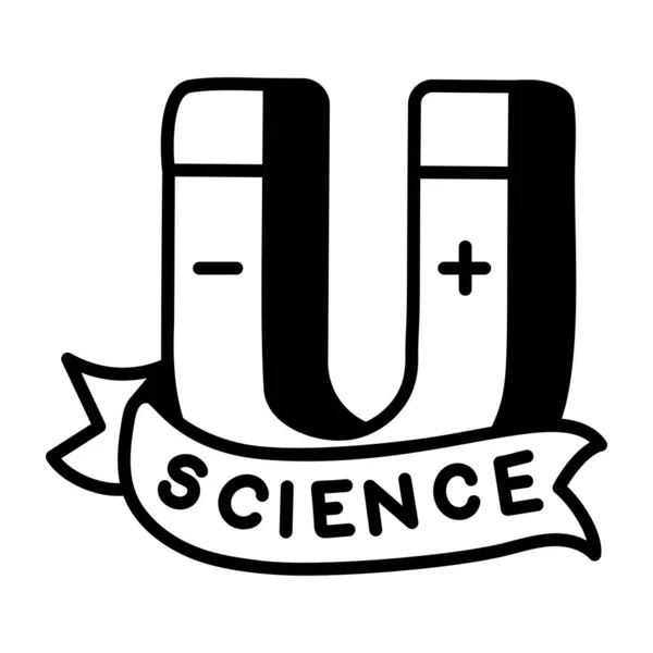Une Icône Style Doodle Science Aimant — Image vectorielle