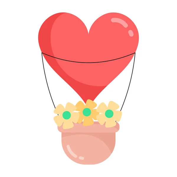 Ballon Air Chaud Forme Coeur Vecteur Illustration Fond — Image vectorielle