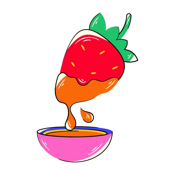 Vector Illustration Cute Sweet Strawberry — Stock Vector
