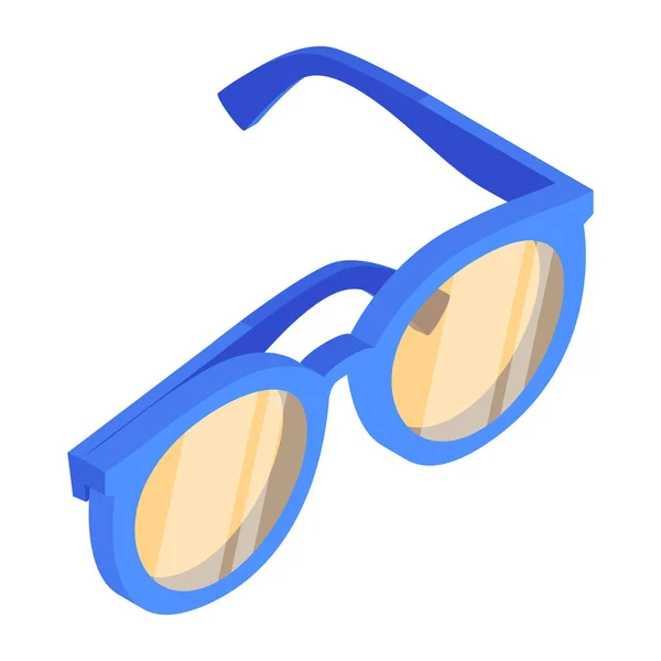 Blauwe Zonnebril Met Gele Lenzen Geïsoleerd Wit — Stockvector