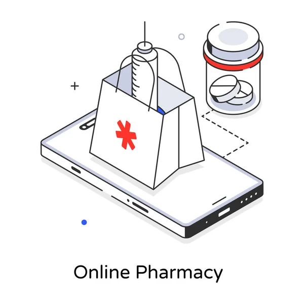 Conceito Médico Online Com Medicina Farmácia — Vetor de Stock
