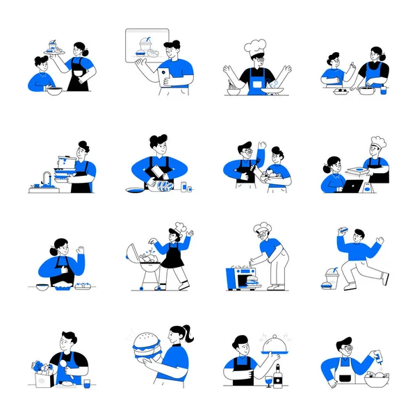 Illustrations Plates Pack Chefs — Image vectorielle