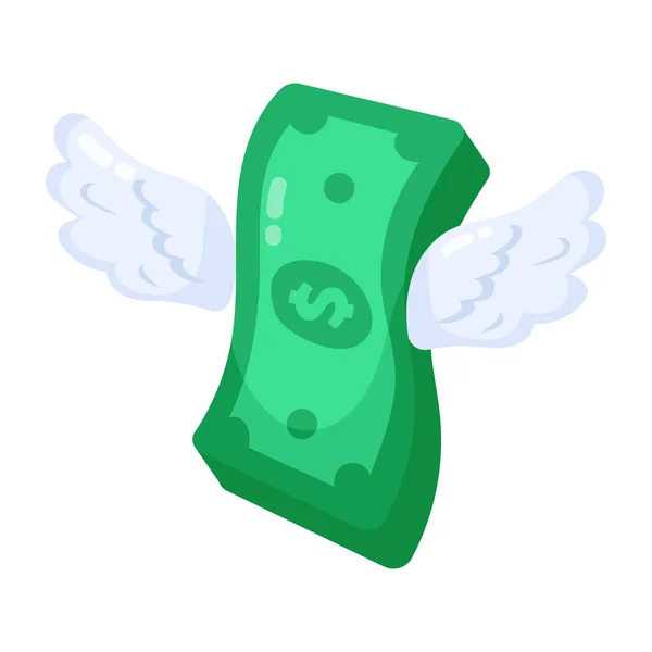 翼のアイコンベクトルイラスト付きドル紙幣 — ストックベクタ
