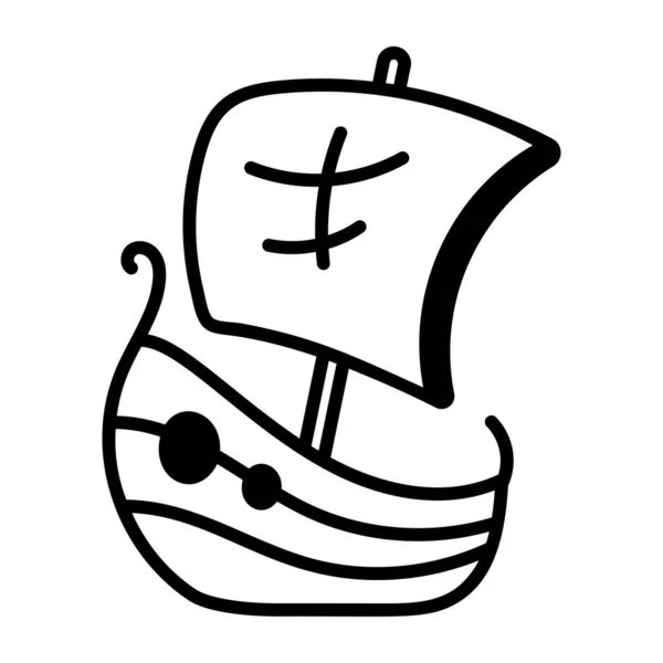 Barco Garabato Dibujos Animados Ilustración — Vector de stock