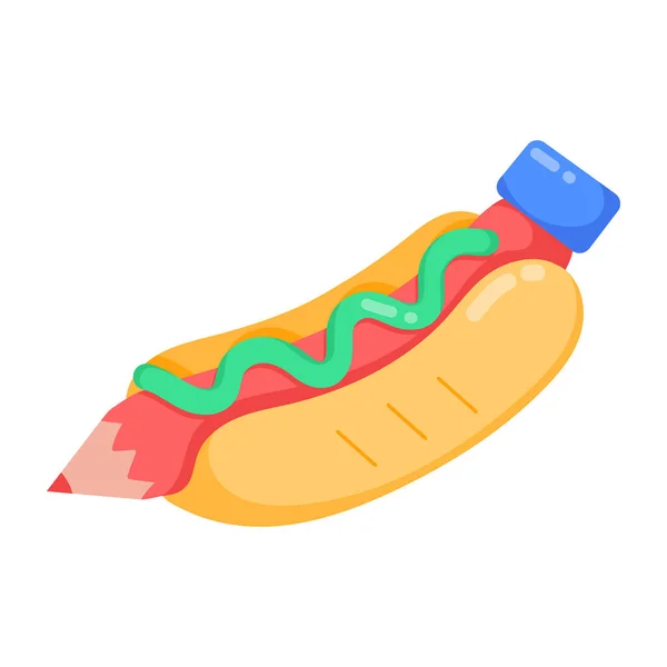 Potlood Hot Dog Pictogram Geïsoleerde Vector Illustratie — Stockvector