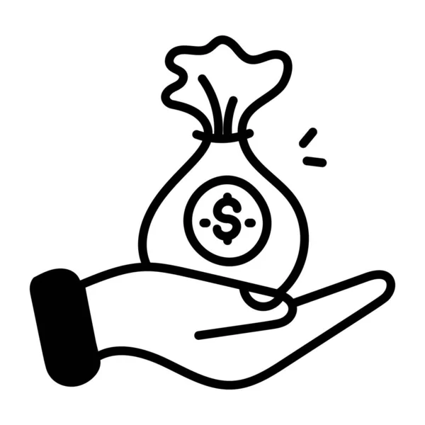 Hand Holding Money Bag Vector Illustration Simple Design — Stock Vector