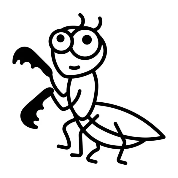 Premium Icône Doodle Mignon Priant Mantis — Image vectorielle