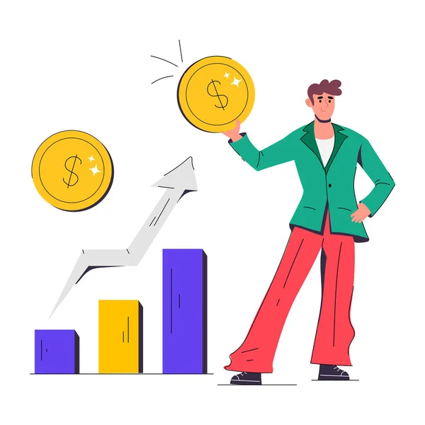 Businessman Growth Money Vector Illustration — Stock Vector