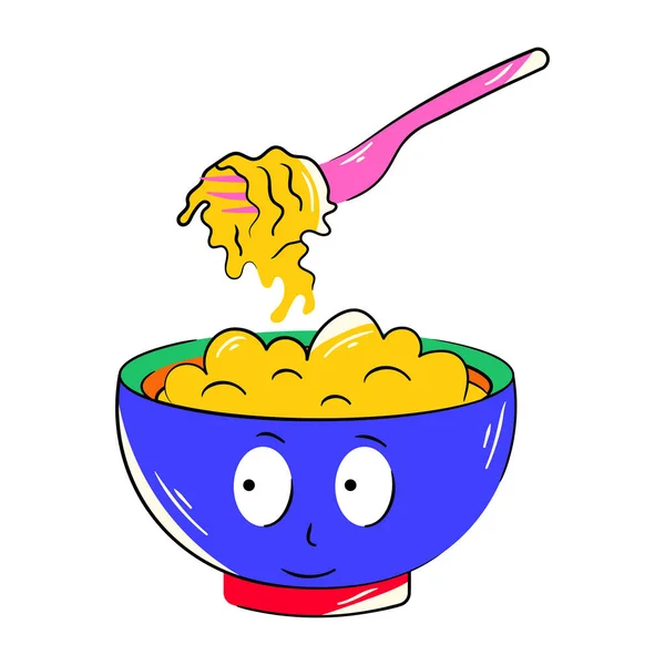 Noodles Bowl Pictogram Vector Illustratie — Stockvector