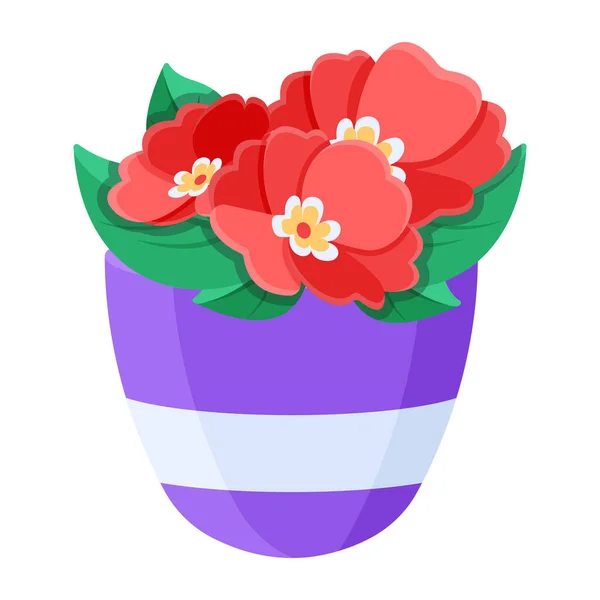 Buquê Flores Vermelhas Vaso Violeta Ilustração Vetorial —  Vetores de Stock