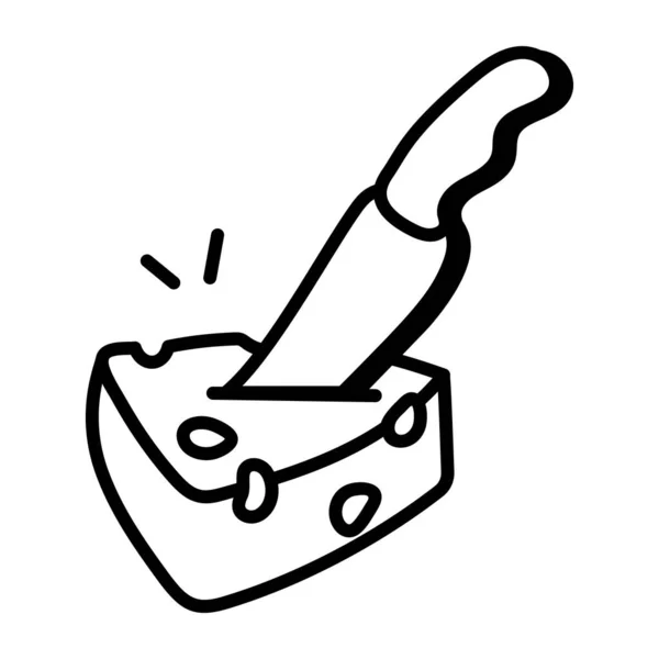 Laden Sie Das Moderne Doodle Symbol Des Käseschneidens Herunter — Stockvektor