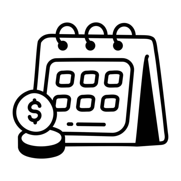 Kalender Och Dollar Symbol Ikon Vektor Illustration — Stock vektor