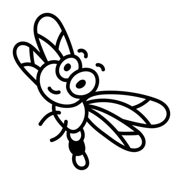 Personnage Vectoriel Dessin Animé Insecte Mouche Isolé Sur Fond Blanc — Image vectorielle
