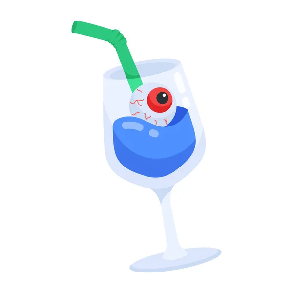 Cocktail Drink Eye Halloween Isolated Icon — Stock Vector
