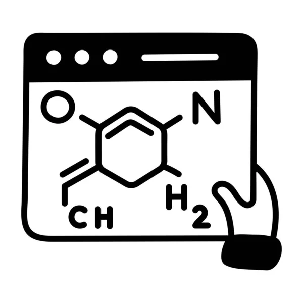 Icono Fórmula Química Estilo Esquema — Vector de stock