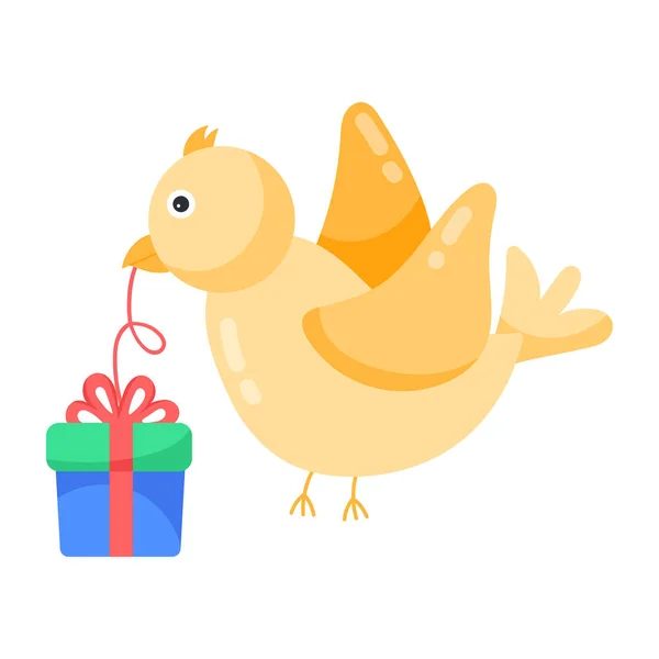 stock vector vector illustration of cute bird with gift