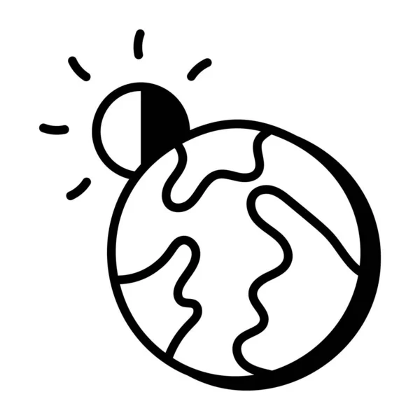 Icône Globe Terrestre Style Contour — Image vectorielle