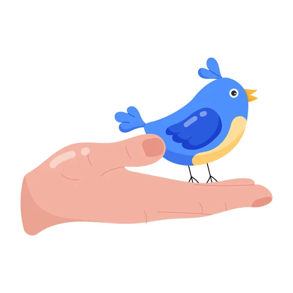 Hand Holding Cute Bird Vector Illustration — Stock Vector