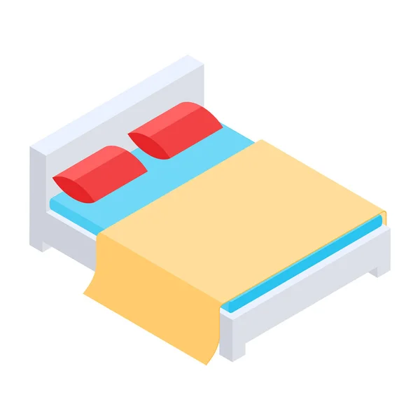 Bed Isometric Icon Vector — Stock Vector