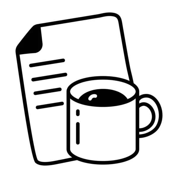 Icona Giornale Tazza Caffè Stile Contorno — Vettoriale Stock