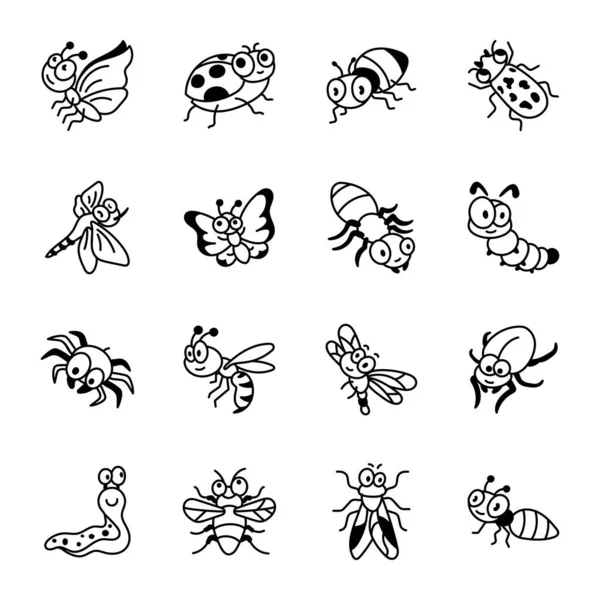 stock vector set of insects. vector illustration 