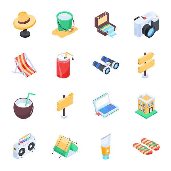 Set Travel Summer Icons — Stock Vector