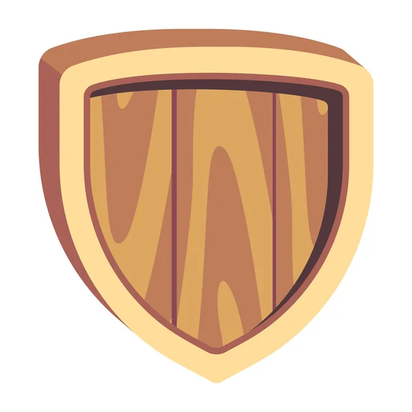 Wooden Shield Icon Vector Illustration — Stock Vector